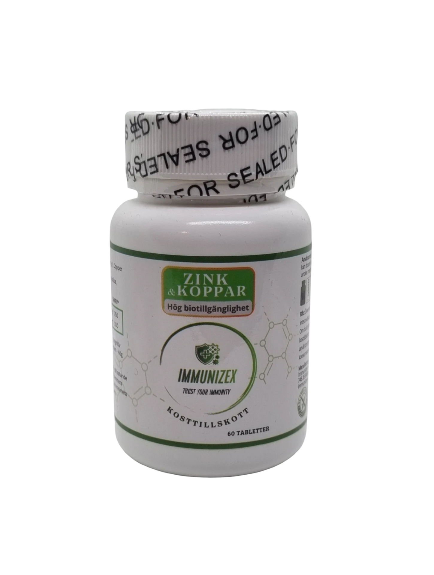 Immunizex Zink & Koppar kosttillskott, 60 tabletter