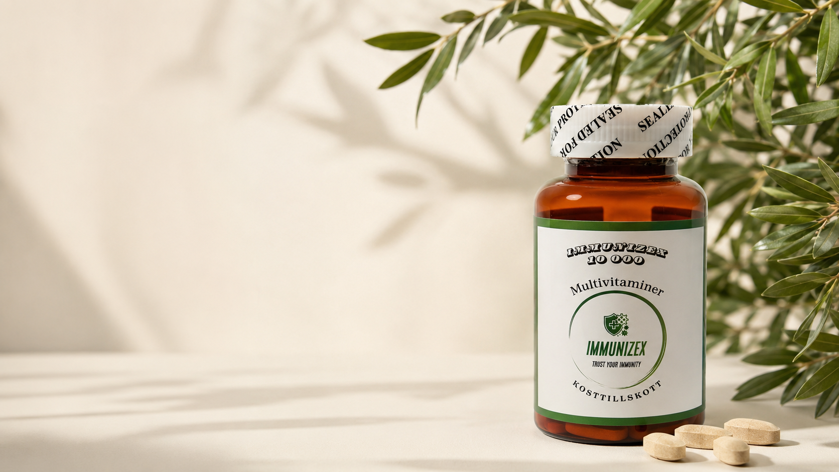 Immunizex 10 000 Multivitaminer kosttillskott med olivkvist och tabletter